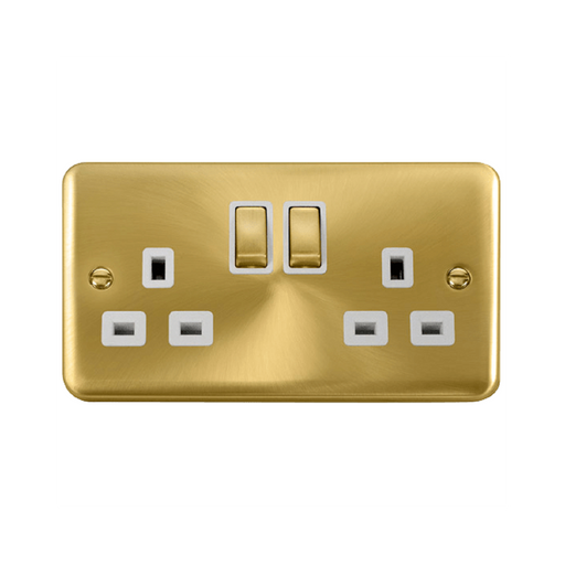 Click Deco Plus Satin Brass 13A Double Socket DPSB536WH