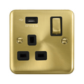 Click Deco Plus Satin Brass 13A Single USB Socket DPSB571UBK