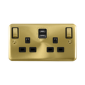 Click Deco Plus Satin Brass 13A Double A+C USB Socket DPSB586BK