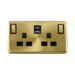 Click Deco Plus Satin Brass 13A Double A+C USB Socket DPSB586BK