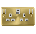 Click Deco Plus Satin Brass 13A 2 Gang Switched Socket Outlet With Type A & C USB (4.2A) Outlets DPSB586WH