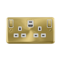 Click Deco Plus Satin Brass 13A Double A+C USB Socket DPSB586WH