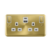 Click Deco Plus Satin Brass 13A Double A+C USB Socket DPSB586WH