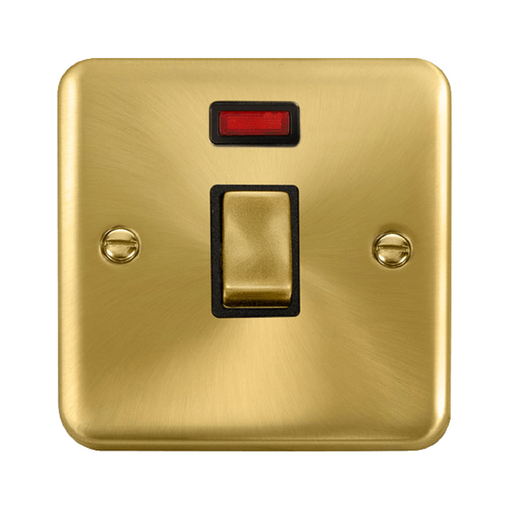 Click Deco Plus Satin Brass 20A Double Pole Switch with Neon DPSB723BK