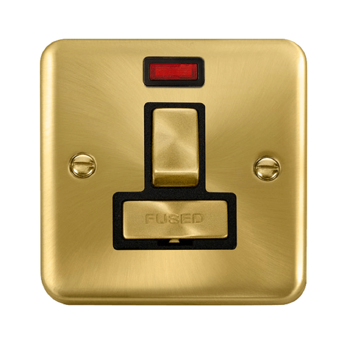 Click Deco Plus Satin Brass 13A Switched Spur with Neon DPSB752BK