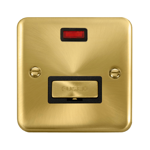 Click Deco Plus Satin Brass 13A Unswitched Spur with Neon DPSB753BK