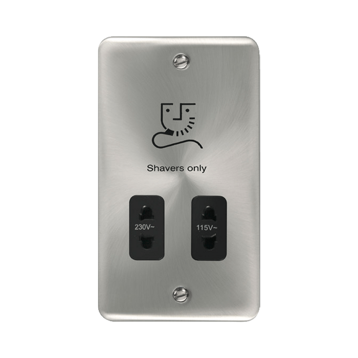 Front view of Click Deco Plus Satin Chrome Shaver Socket