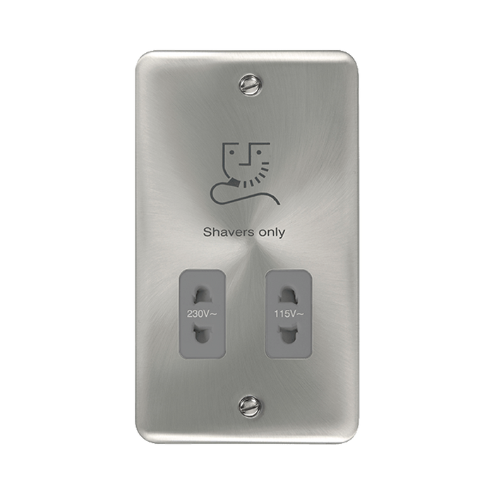 Front view of Click Deco Plus Satin Chrome Shaver Socket
