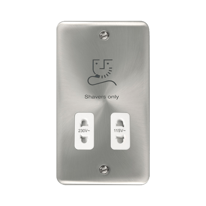 Front view of Click Deco Plus Satin Chrome Shaver Socket