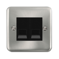 Click Deco Plus Satin Chrome Double Slave Telephone Socket DPSC126MBK