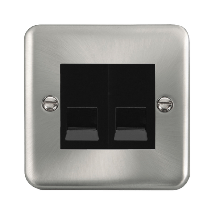 Click Deco Plus Satin Chrome Double Slave Telephone Socket DPSC126MBK