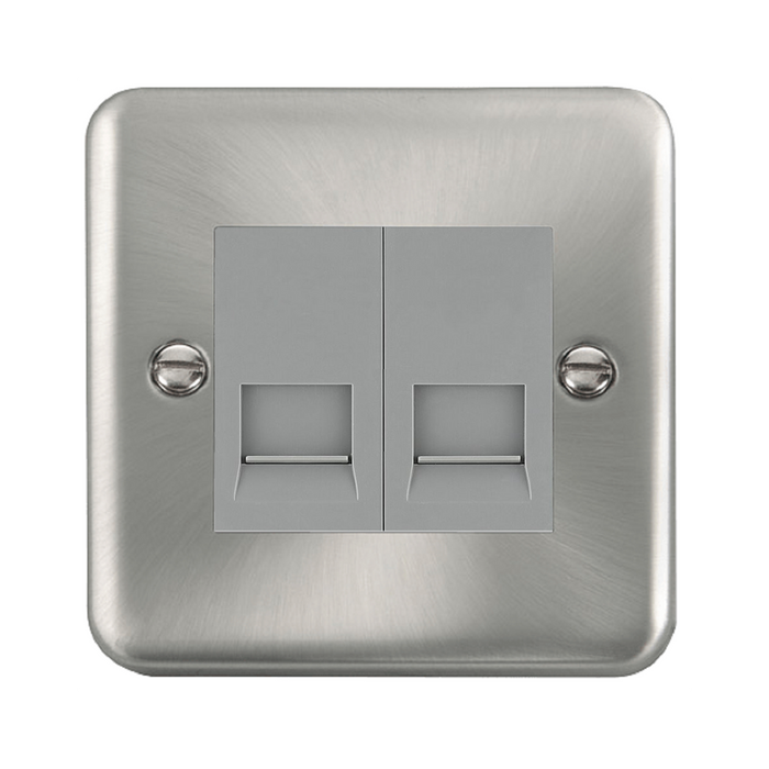 Click Deco Plus Satin Chrome Double Slave Telephone Socket DPSC126MGY