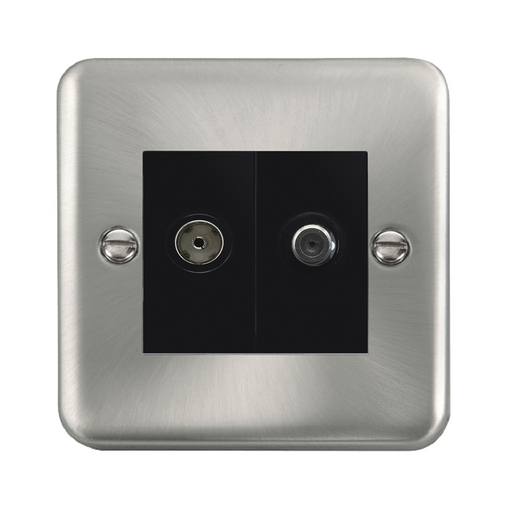 Click Deco Plus Satin Chrome TV and Satellite Isolated Socket DPSC157MBK