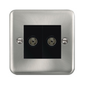 Click Deco Plus Satin Chrome Double Isolated TV Socket DPSC159MBK