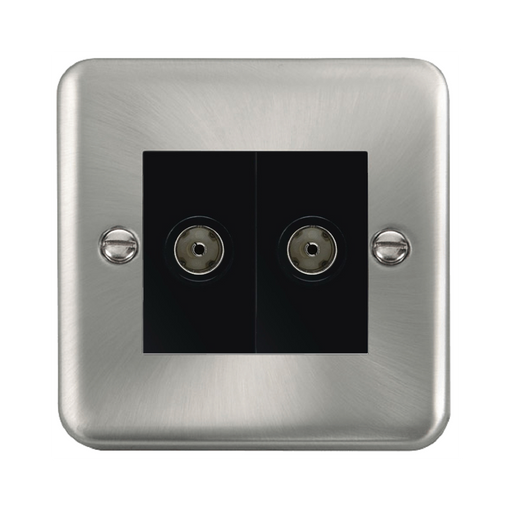 Click Deco Plus Satin Chrome Double Isolated TV Socket DPSC159MBK
