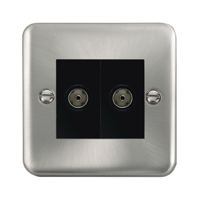 Click Deco Plus Satin Chrome Double Isolated TV Socket DPSC159MBK