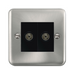 Click Deco Plus Satin Chrome Double Isolated TV Socket DPSC159MBK