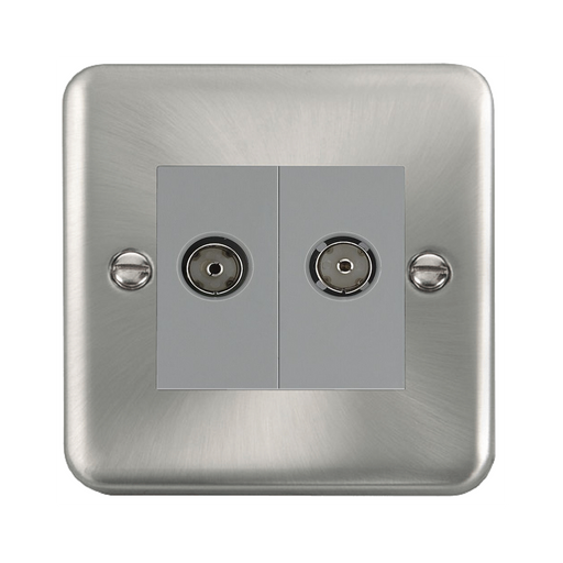 Click Deco Plus Satin Chrome Double Isolated TV Socket DPSC159MGY