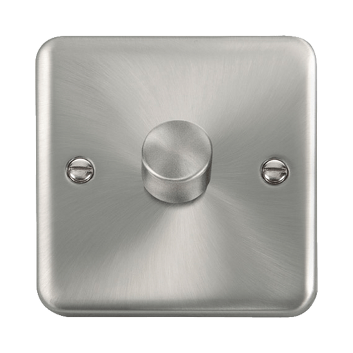 Front view of Click Deco Plus Satin Chrome 1G LED Dimmer Switch