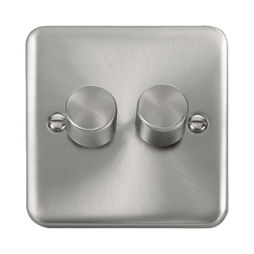Front view of Click Deco Plus Satin Chrome 2G LED Dimmer Switch