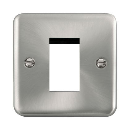 Scolmore Click Deco Plus Satin Chrome 1 Gang New Media Euro Plate – 1 Aperture DPSC310