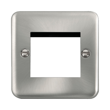 Scolmore Click Deco Plus Satin Chrome 1 Gang New Media Euro Plate – 2 Apertures DPSC311