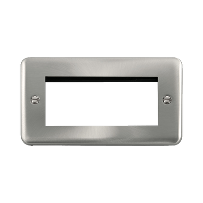 Scolmore Click Deco Plus Satin Chrome 2 Gang New Media Euro Plate – 4 Apertures DPSC312