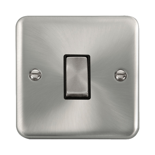 Front view of Click Deco Plus Satin Chrome 1G Light Switch