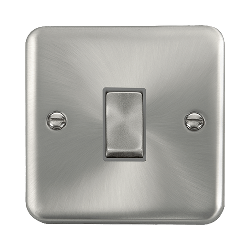 Front view of Click Deco Plus Satin Chrome 1G Light Switch