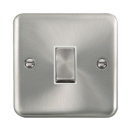 Front view of Click Deco Plus Satin Chrome 1G Light Switch