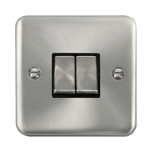Front view of Click Deco Plus Satin Chrome 2G Light Switch