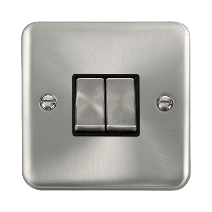 Front view of Click Deco Plus Satin Chrome 2G Light Switch