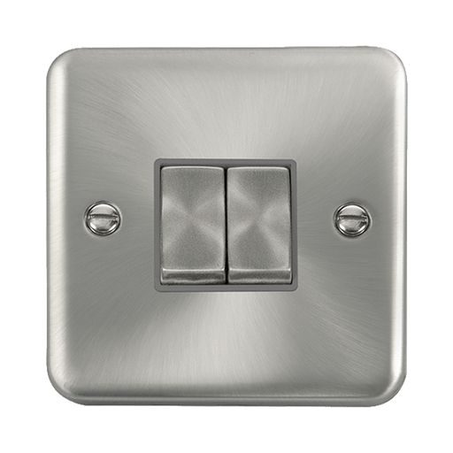 Front view of Click Deco Plus Satin Chrome 2G Light Switch