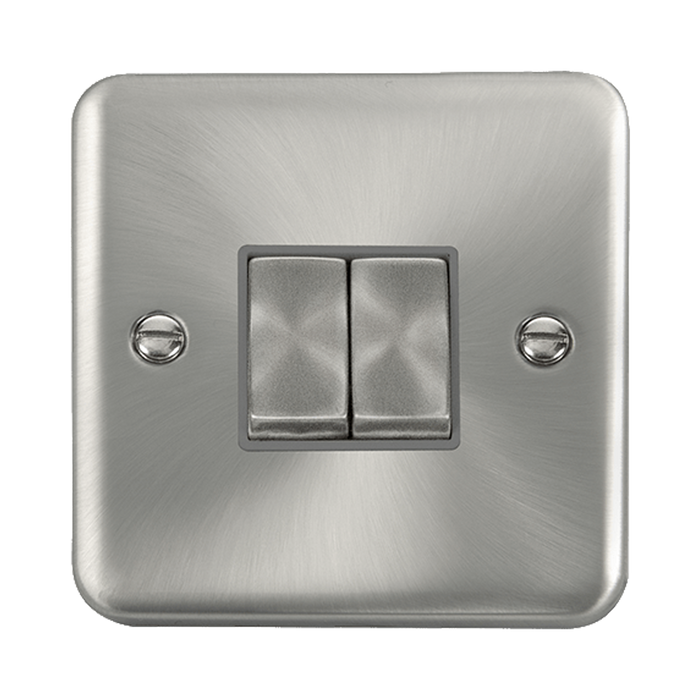 Front view of Click Deco Plus Satin Chrome 2G Light Switch