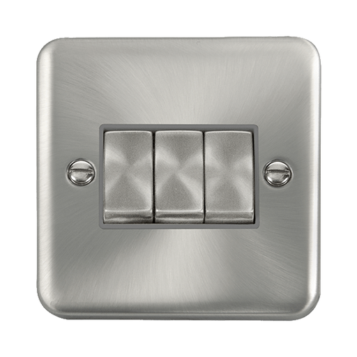 Front view of Click Deco Plus Satin Chrome 3G Light Switch