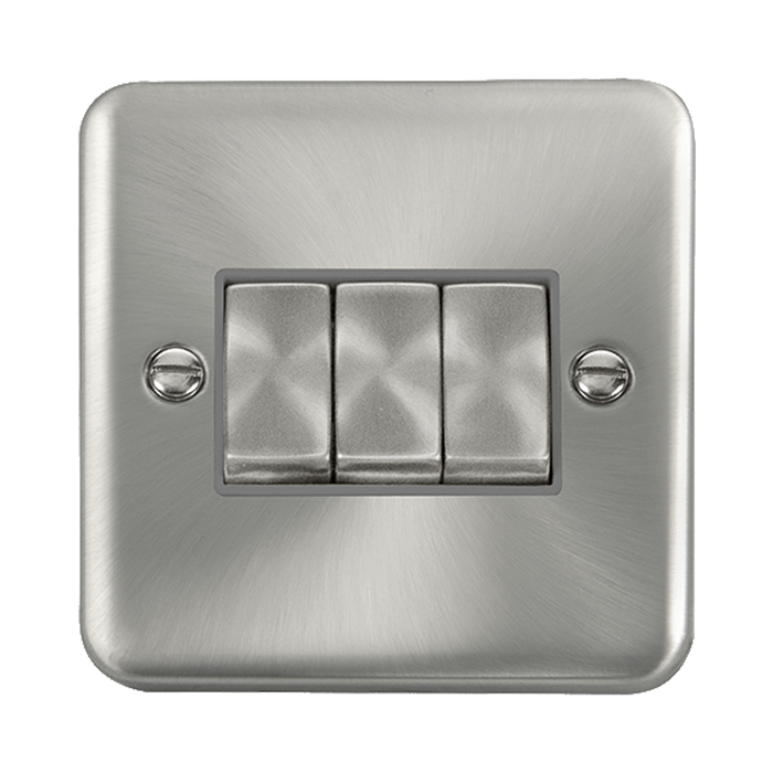 Front view of Click Deco Plus Satin Chrome 3G Light Switch