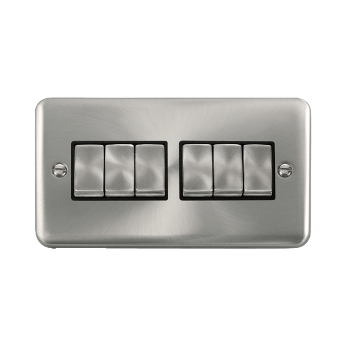 Front view of Click Deco Plus Satin Chrome 6G Light Switch