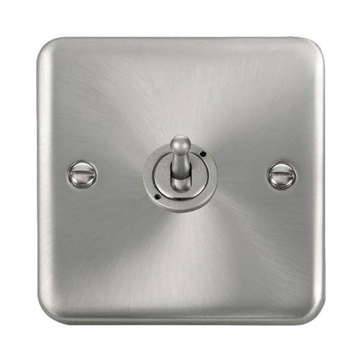 Front view of Click Deco Plus Satin Chrome 1G Toggle Switch