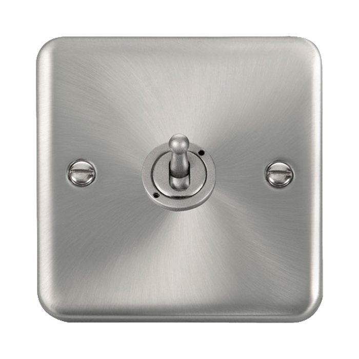 Front view of Click Deco Plus Satin Chrome 1G Toggle Switch