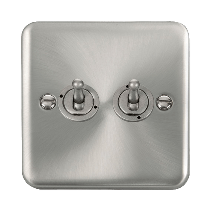 Front view of Click Deco Plus Satin Chrome 2G Toggle Switch