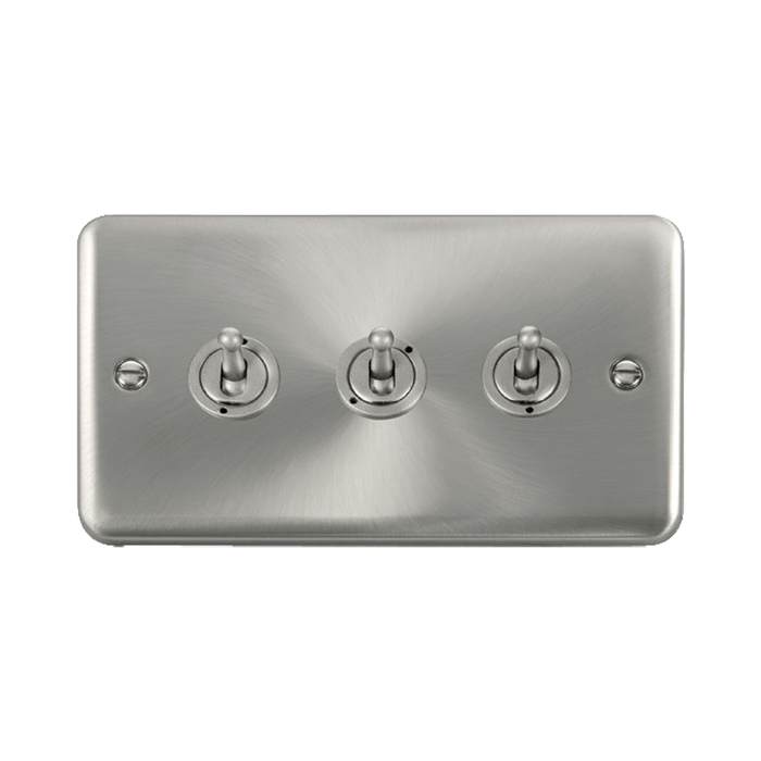 Front view of Click Deco Plus Satin Chrome 3G Toggle Switch