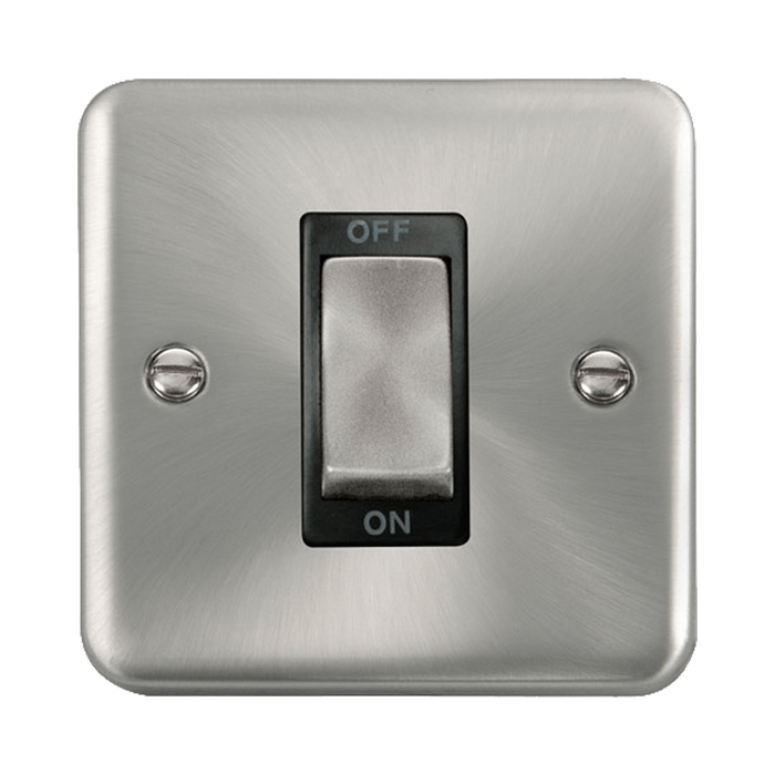 Front view of Click Deco Plus Satin Chrome 45A Cooker Switch