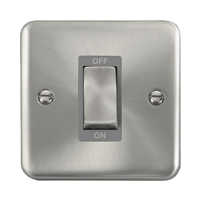 Front view of Click Deco Plus Satin Chrome 45A Cooker Switch
