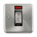 Front view of Click Deco Plus Satin Chrome 45A Cooker Switch with Neon