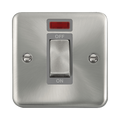 Front view of Click Deco Plus Satin Chrome 45A Cooker Switch with Neon