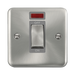 Front view of Click Deco Plus Satin Chrome 45A Cooker Switch with Neon