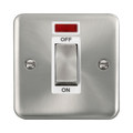 Front view of Click Deco Plus Satin Chrome 45A Cooker Switch with Neon