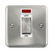 Front view of Click Deco Plus Satin Chrome 45A Cooker Switch with Neon