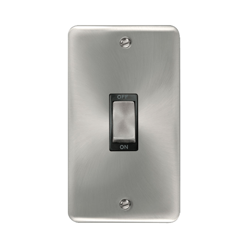 Front view of Click Deco Plus Satin Chrome 45A Cooker Switch