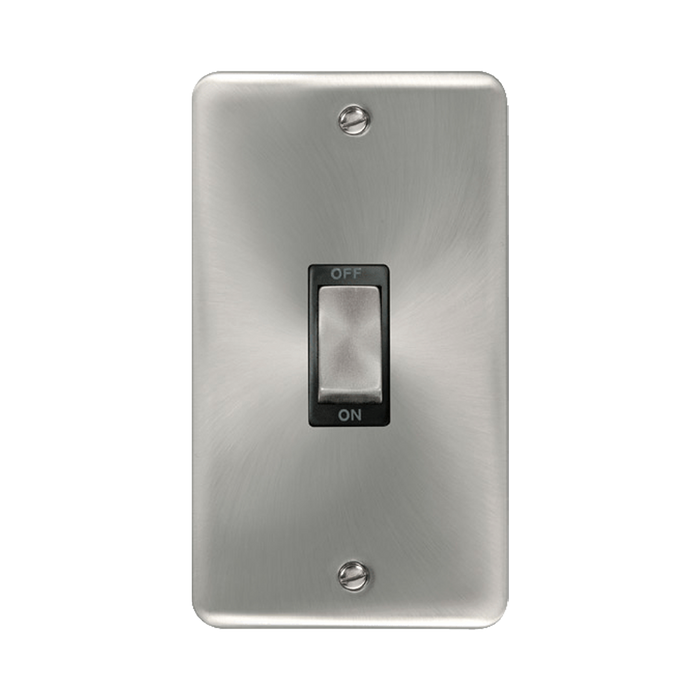 Front view of Click Deco Plus Satin Chrome 45A Cooker Switch